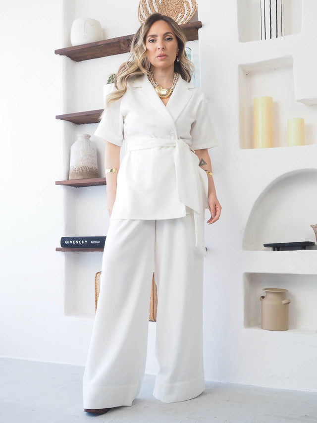 Short Sleeve Blazer with Belt