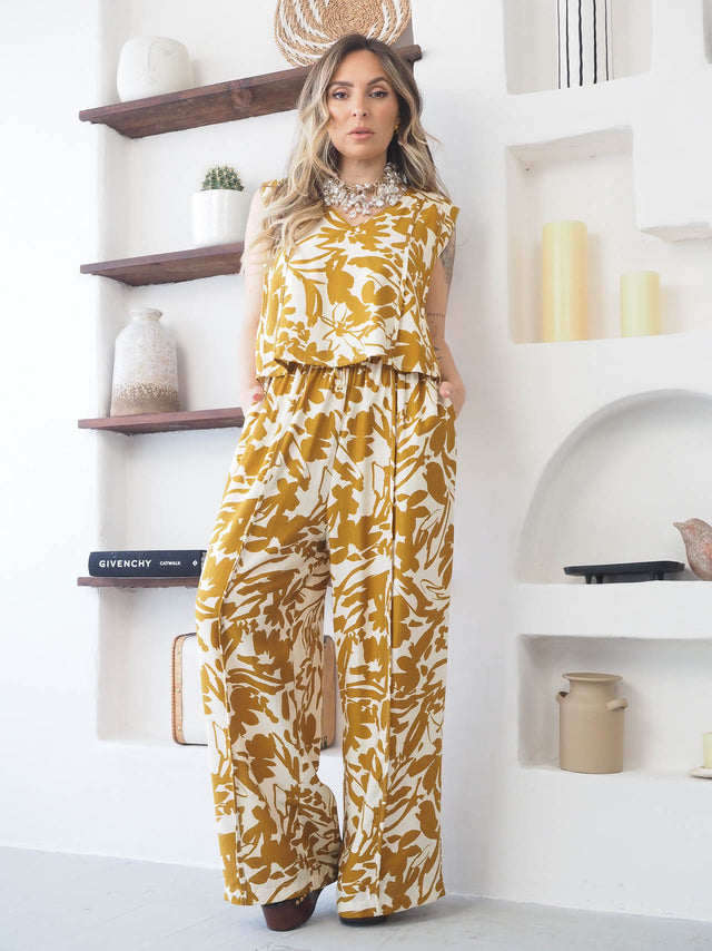 Printed Top and Pants Set