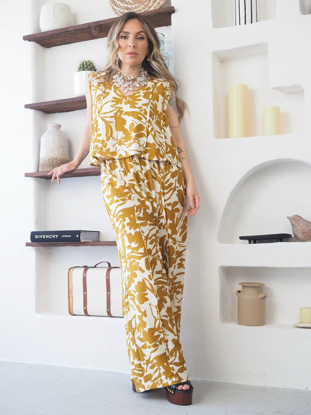 Printed Top and Pants Set
