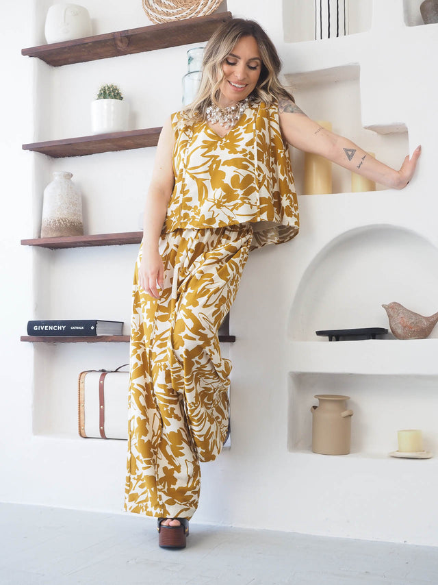 Printed Top and Pants Set