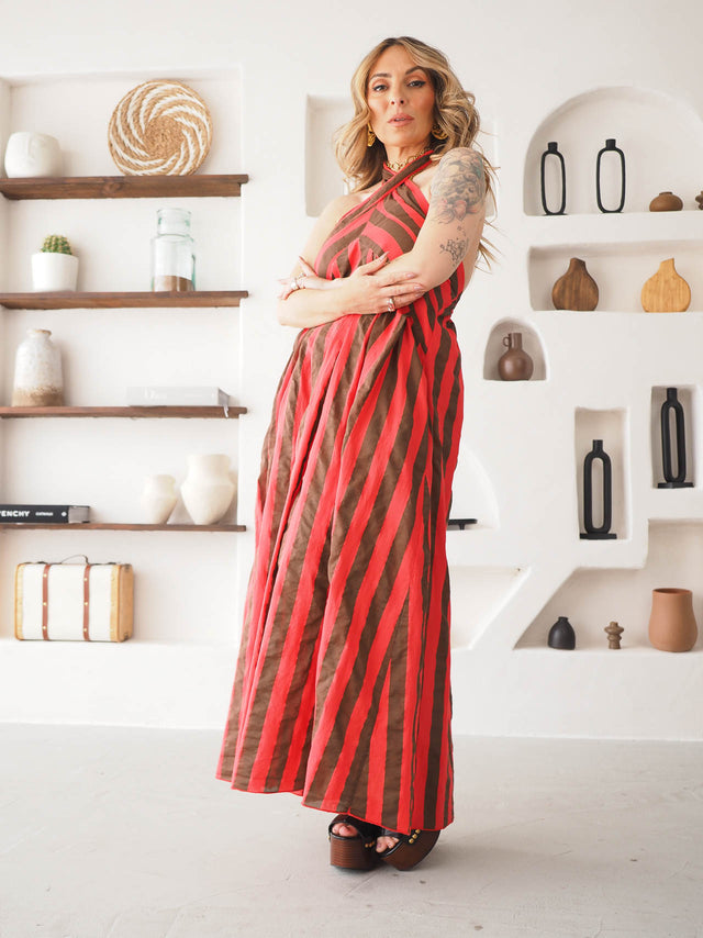 Vestido Midi às Riscas