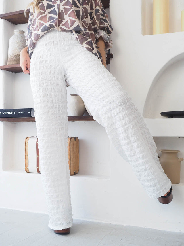 Textured Straight-Cut Trousers