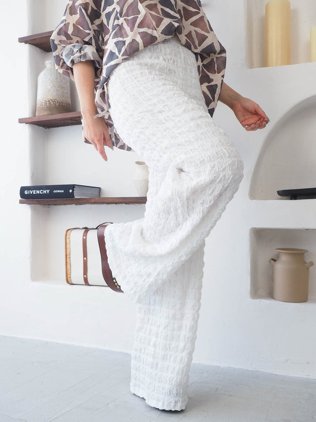 Textured Straight-Cut Trousers