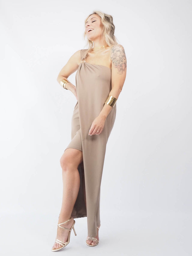 VESTIDO MIDI ASSIMÉTRICO