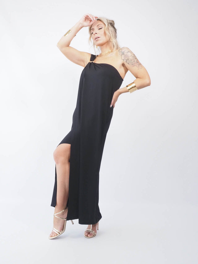 VESTIDO MIDI ASSIMÉTRICO