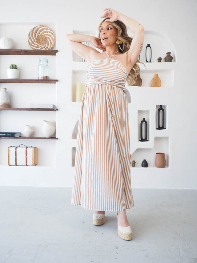 Vestido Midi às Riscas