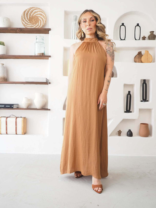 Vestido Acetinado Midi