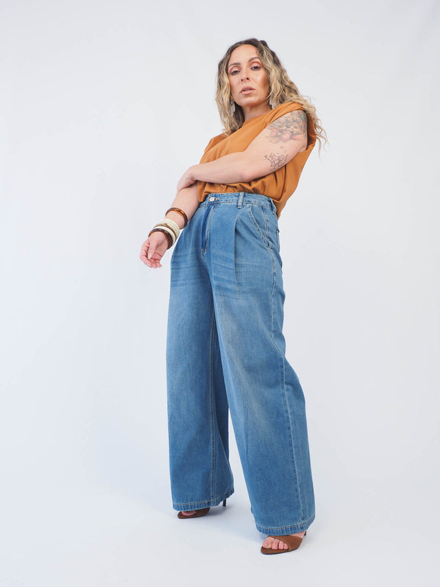 Denim Wide Leg Pants
