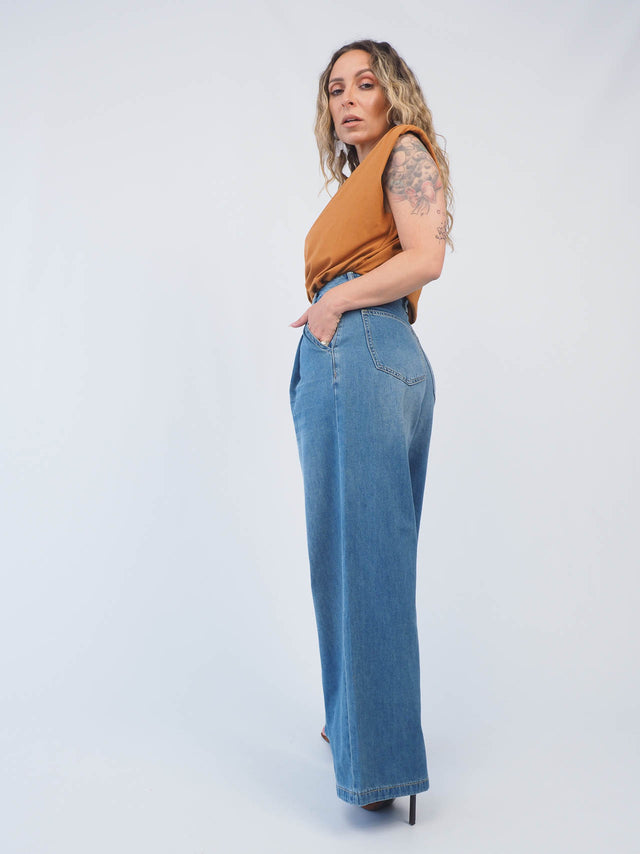 Denim Wide Leg Pants