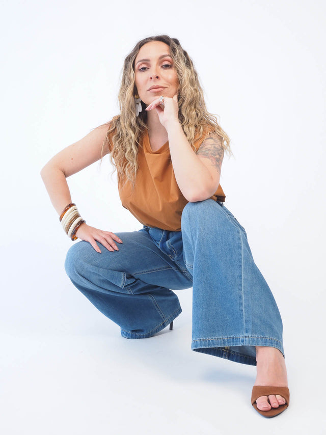 Denim Wide Leg Pants