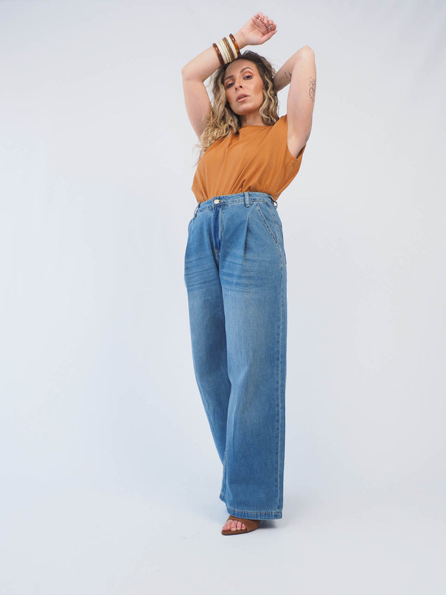 Denim Wide Leg Pants