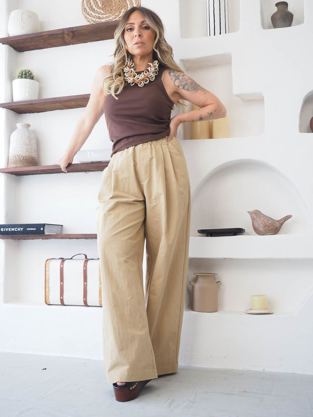 Calças Pantalona Com Pregas