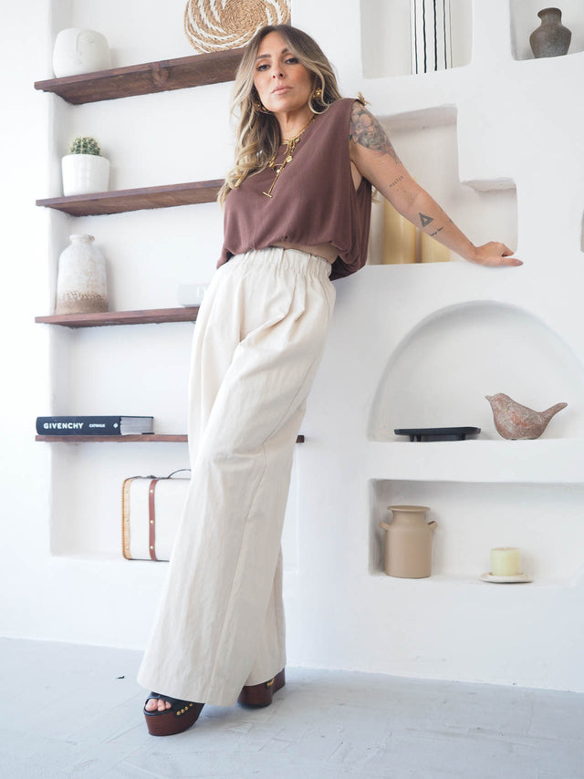 Calças Pantalona Com Pregas