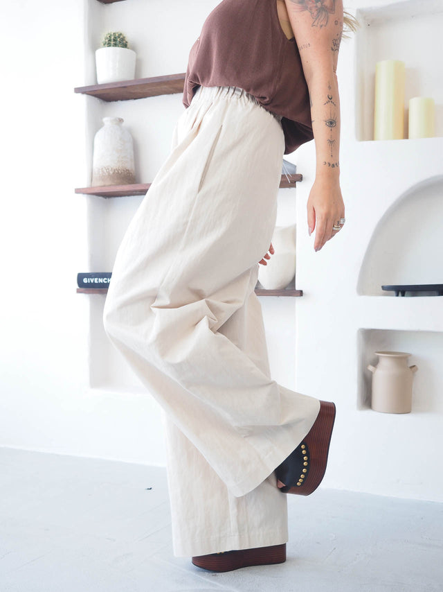 Pantalon large plissé