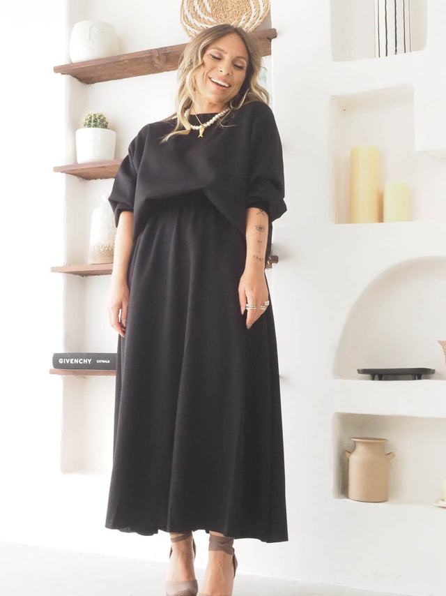 Conjunto feminino de felpa, sweatshirt e saia plissada, elegante para primavera e verão.