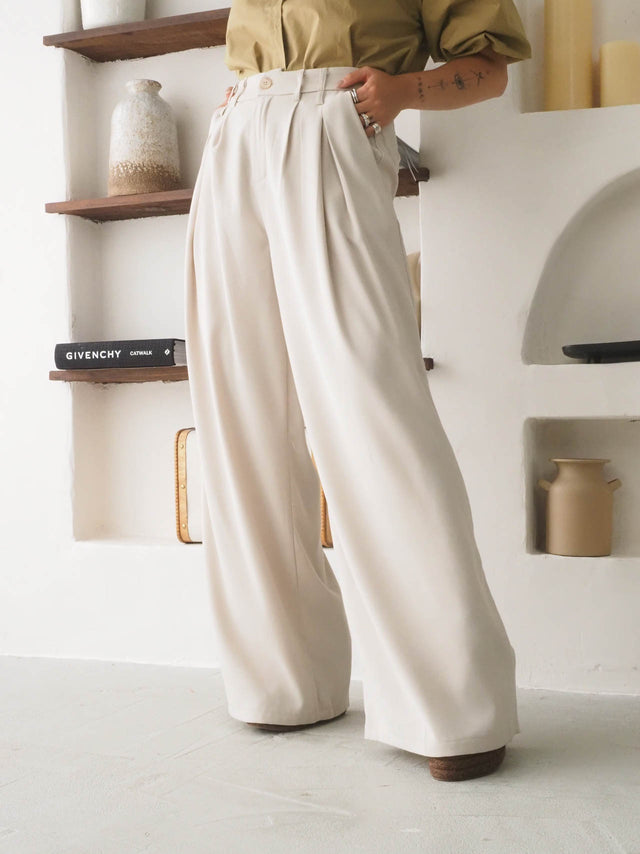 Pantalon large plissé