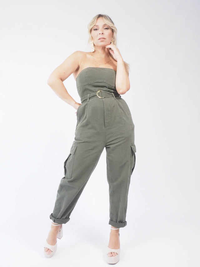 SALOPETTE DROITE EN JEANS AVEC CEINTURE
