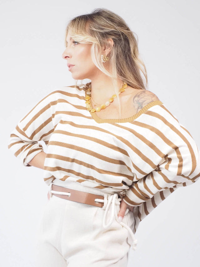 SWEAT-SHIRT EN MAILLE À RAYURES