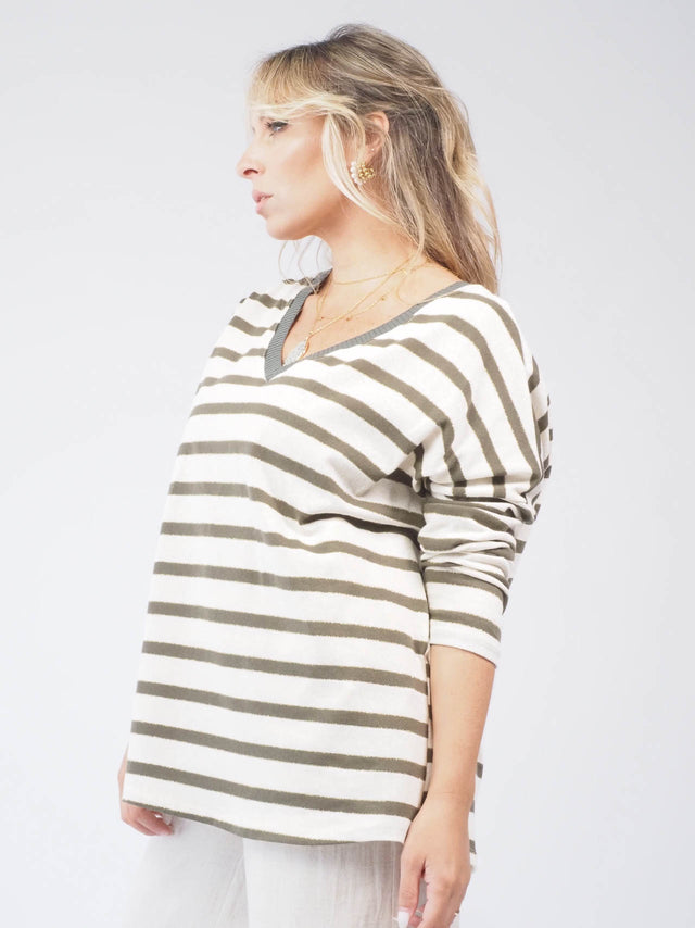 SWEAT-SHIRT EN MAILLE À RAYURES