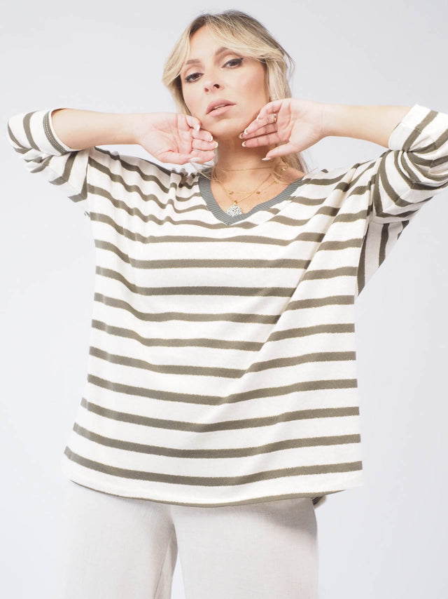 SWEAT-SHIRT EN MAILLE À RAYURES