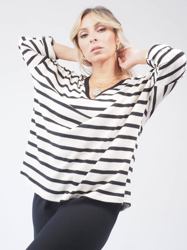 SWEAT-SHIRT EN MAILLE À RAYURES