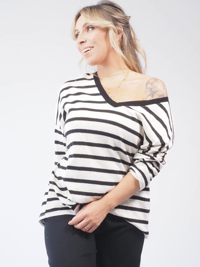 SWEAT-SHIRT EN MAILLE À RAYURES
