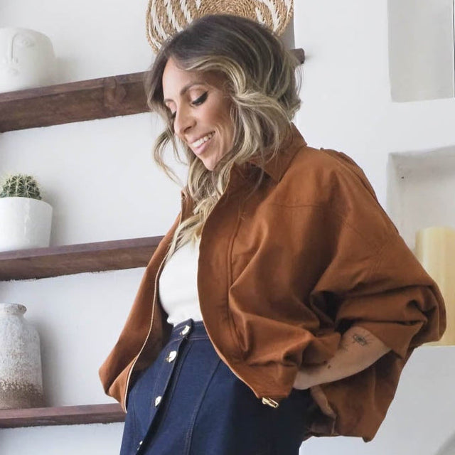 Blusão Efeito Camurça Oversized