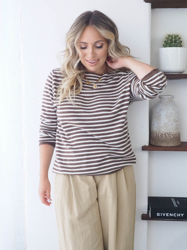 Striped Wool and Cashmere Knit Sweater