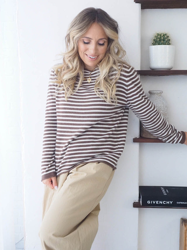 Striped Wool and Cashmere Knit Sweater