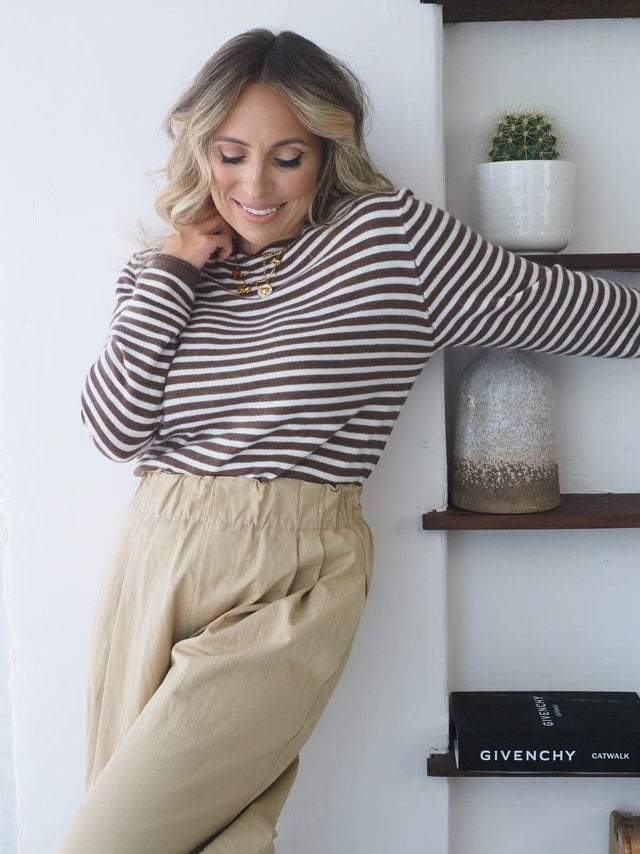 Striped Wool and Cashmere Knit Sweater