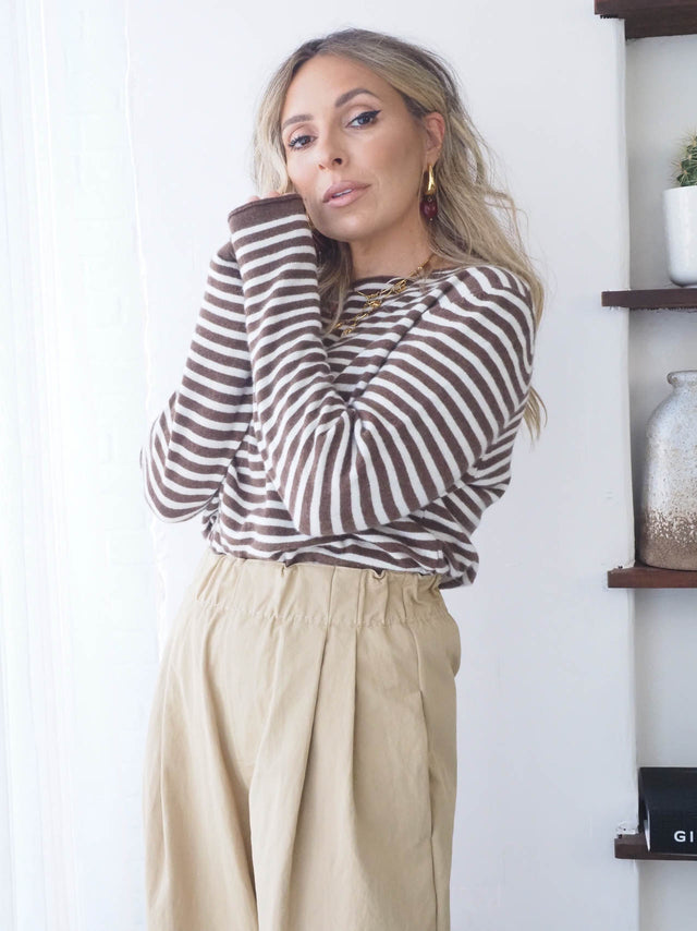 Striped Wool and Cashmere Knit Sweater