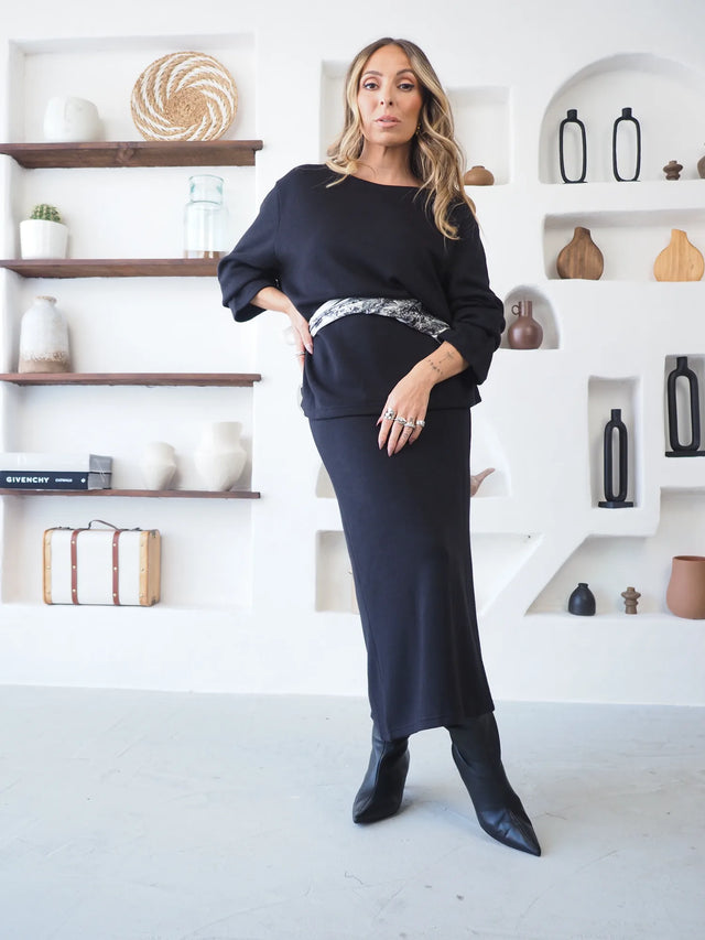Conjunto de Malha Camisola e Saia