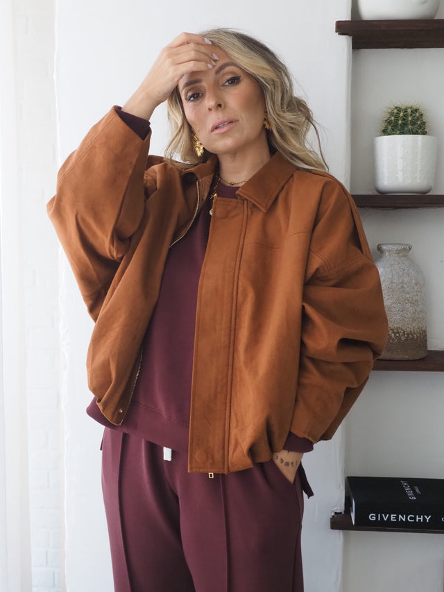 Blusão Efeito Camurça Oversized