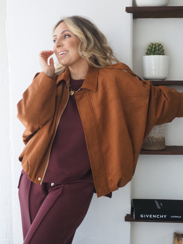 Blusão Efeito Camurça Oversized