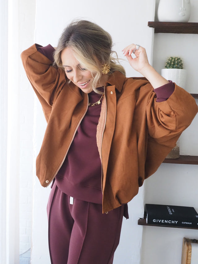 Blusão Efeito Camurça Oversized