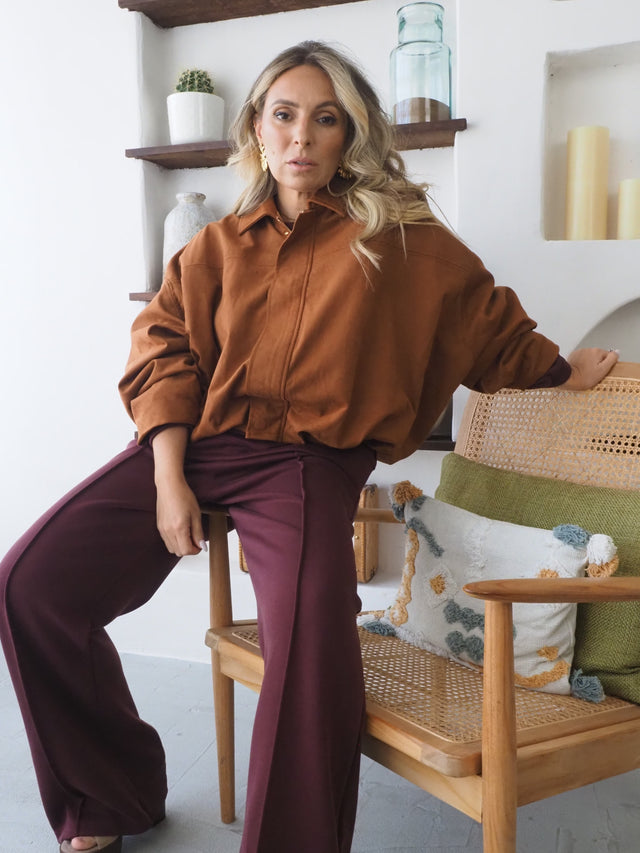 Blusão Efeito Camurça Oversized