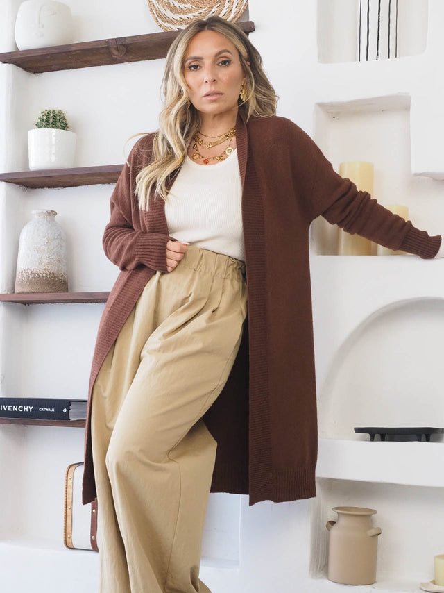 Manteau long en tricot