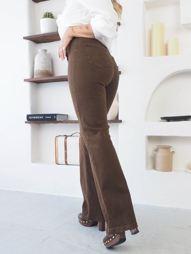 Jeans Wide Leg Com Botões