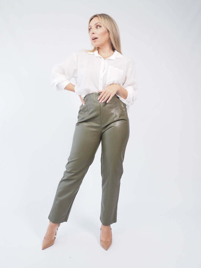 HIGH WAIST ECOPELE TROUSERS