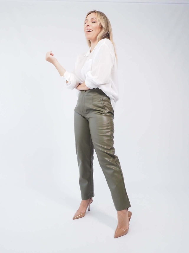 HIGH WAIST ECOPELE TROUSERS