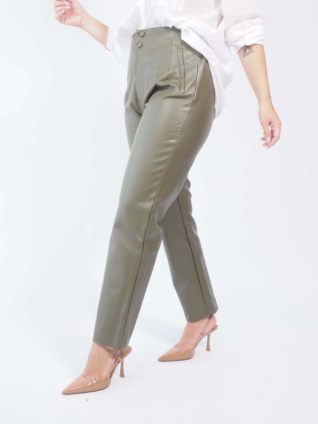 HIGH WAIST ECOPELE TROUSERS