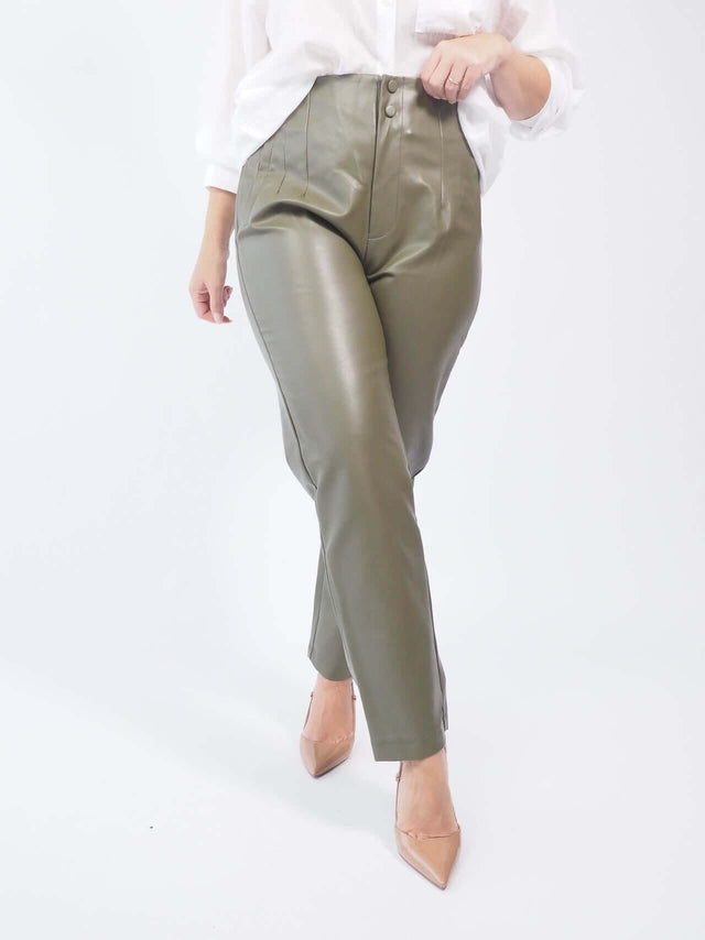 HIGH WAIST ECOPELE TROUSERS