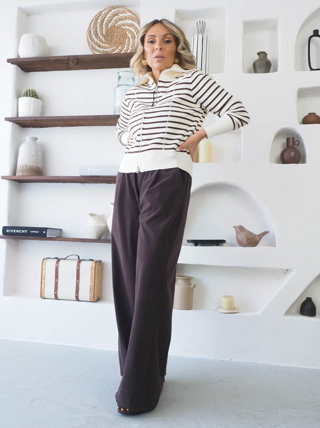 Manteau en tricot rayé