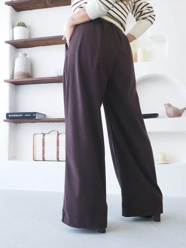 Calças de Bombazine Com Cinto