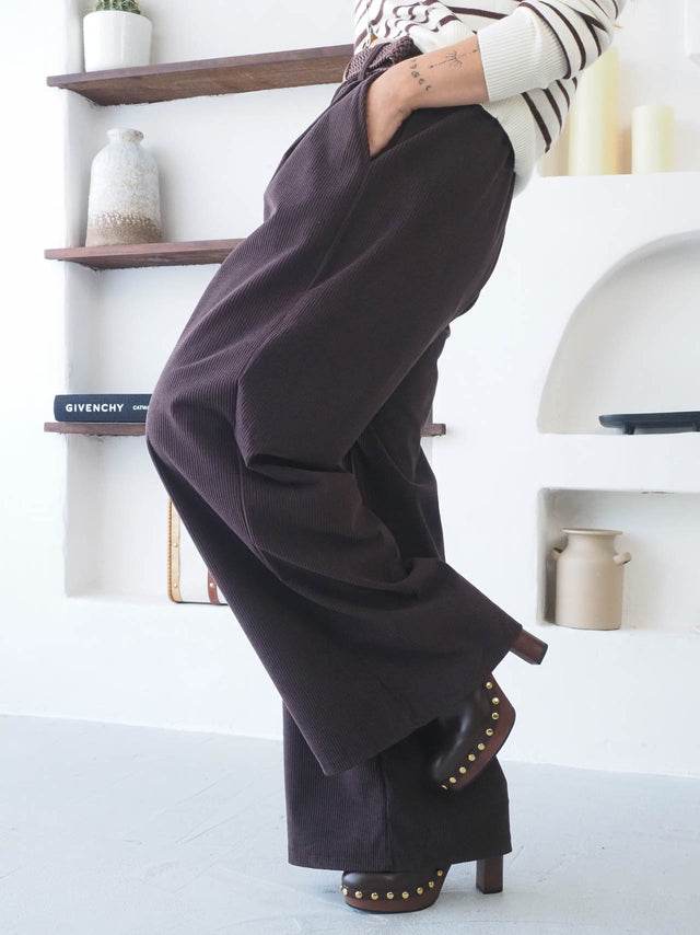 Calças de Bombazine Com Cinto