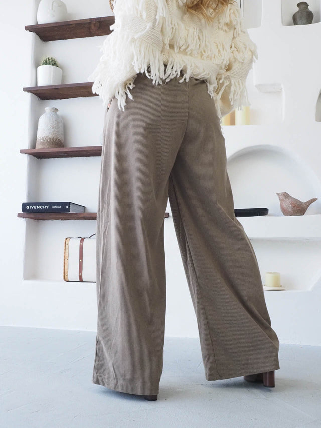 Calças de Bombazine Com Cinto