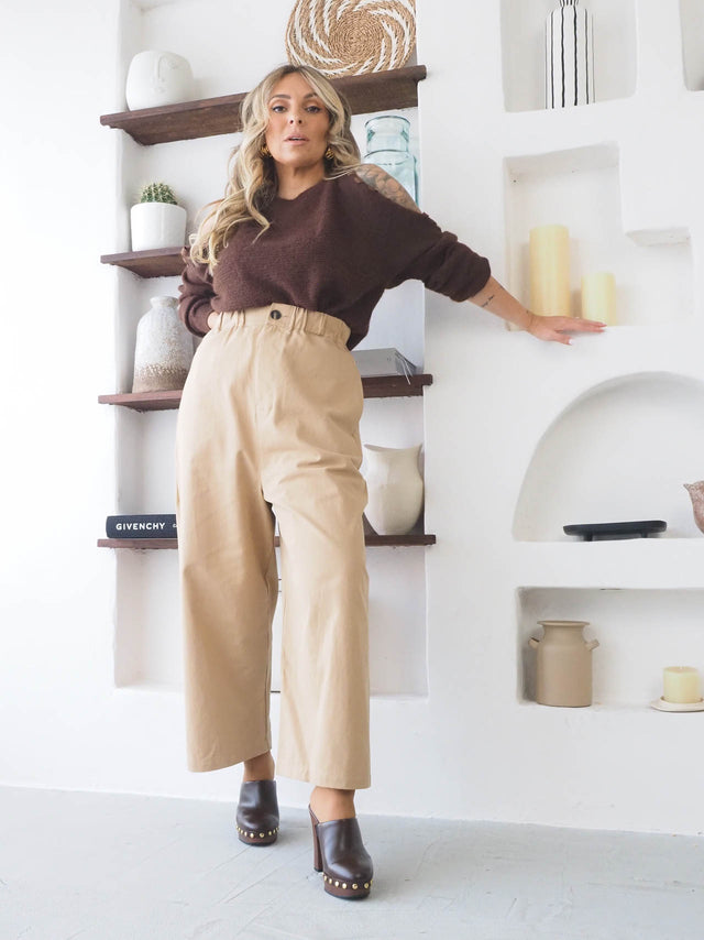 Pantalon ample en sergé