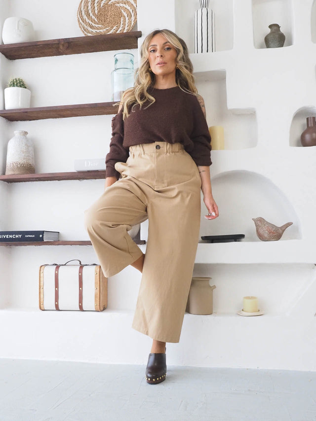 Pantalon ample en sergé