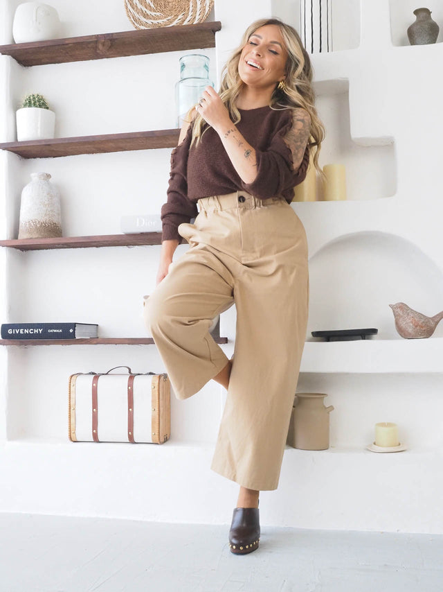 Pantalon ample en sergé