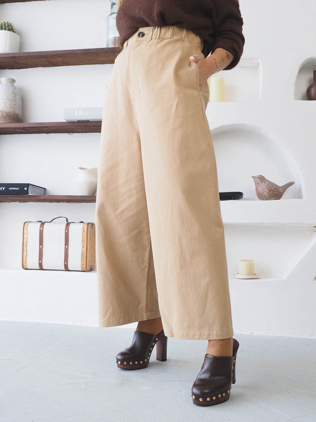 Pantalon ample en sergé